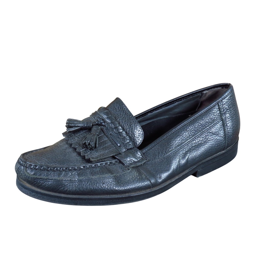 Thom McAn 84212 Mens Tassel Kiltie Loafers Size 12 EEE Dress Shoes Black Leather
